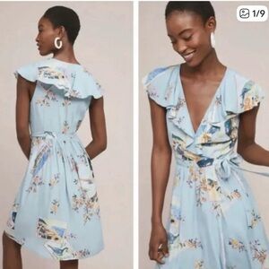 Anthropologie Maeve Rosalia Ruffle Wrap Dress